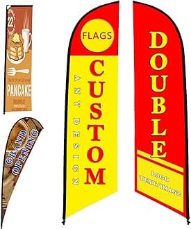Custom Feather Flags for Business Outside Advertising Personalised Swooper Flag Banner (Only Flag) Customized Logo Text Design Double Sided Store Sign Open