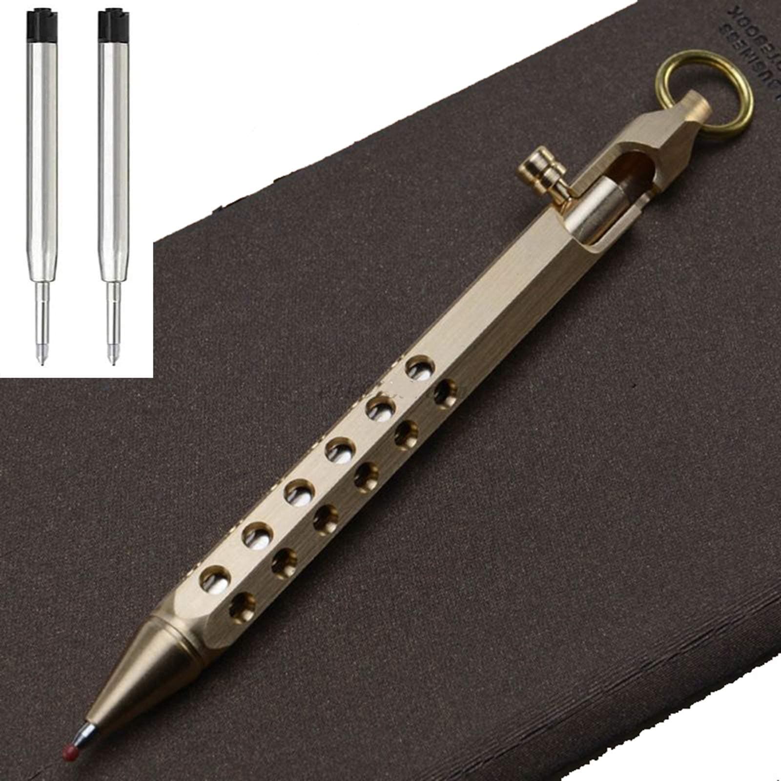 Six-Edge Solid Brass Bolt Action Pen EDC Pocket Signature Pen (Gold)