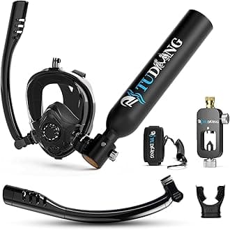 TUDIVING-0.5L Scuba Tank | Portable Lung Tank with Air Compressor | Max 3000 PSI | Support 6-10 Minutes Breath | Diving Tank for Underwater Work