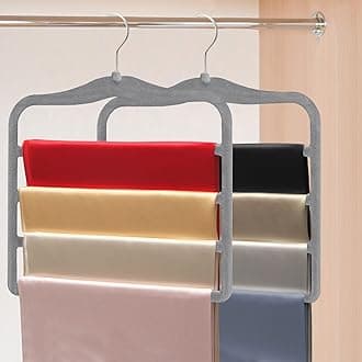 Closet Organizers and Storage,Pants Hangers Space Saving,Velvet Hanger for Organization and Storage,Dorm Room Essentials for College Students Girls,Home Organization Scarf Jeans Hangers-2 Pack
