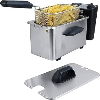 Igenix IG8015 Compact Mini Deep Fat Fryer with Frying Basket and Non Stick Inner Bowl for Easy Cleaning, Stainless Steel, 1.5 Litre Capacity, 1500 W, Silver