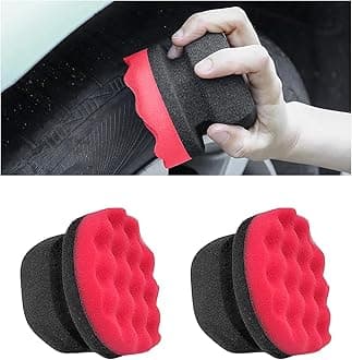 2 PCS Tire Dressing Applicator Pads, Reusable Hex Grip Tire Shine Applicator Polishing Sponge Pads, Wheel Tire Shine Detailing Foam for Most Vehicles, Car Accessories (Red, 3.15")