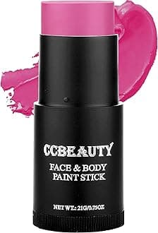 Hot Pink Face Paint Stick, Face Painting Kit, Full Coverage SFX Makeup Foundation, Professional Non-Toxic Body Paint for Halloween Costume Cosplay Party, For Barbie, Panther, Catrina Makeup