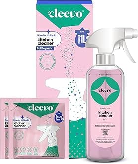 Cleevo Kitchen Cleaner Spray- 1L Bottle Pack | Natural Plant-Based Cleaning Spray for Tough Stains, Gas Stove, Countertop, Chimney | Grease & Grime Remover | All-in-One Kitchen Surface Cleaner