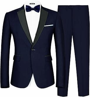 MAGE MALEMen's 2 Piece Suit One Button Slim Fit Formal Wedding Prom Tuxedo Suits Blazer Pants with Bow Tie SetGlobal Recycled StandardGlobal Recycled StandardGlobal Recycled Standard
