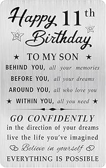 MOQIYXL 11th Birthday Card for Son, 11 Year Old Gifts for Son Engraved Wallet Card