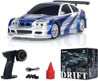RC 1/43 Scale Ready to Go Race Car Remote Control Drift Car 4WD Mini Lights Without a Gyro for Ages 14+