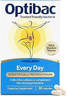 Optibac Probiotics Every Day - Vegan Digestive Probiotic Supplement - Most Trusted & Recommended Brand - Lactobacillus & Bifidobacterium - 30 Capsules