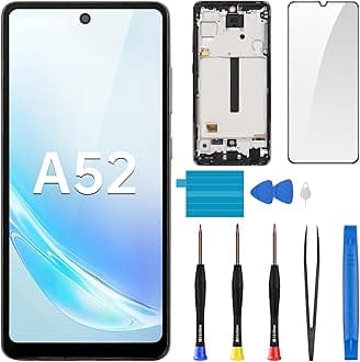for Samsung Galaxy A52 4G 5G Screen Replacement with Frame - LCD Display Touch Digitizer Full Assembly Fix Glass with Repair Tools Kit SM-A525U A526U