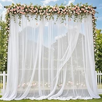 Party Propz White Backdrop for Decoration- 3 Pcs White Net Curtain for Decoration, Birthday Curtains for Decorations, Anniversary Decorations Items, Wedding, Engagement, Cabana Tent for Decor