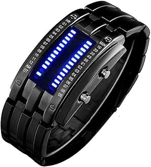 Men's Lava Stainless Steel Lava RED LED Digital Bracelet Watch