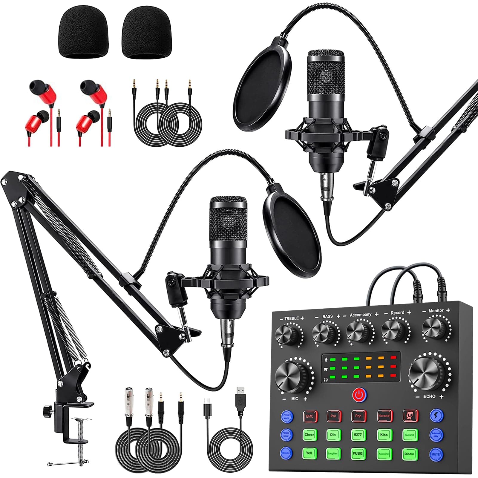 sktome Podcast Equipment Bundle for 2, V8s Voice Changer with BM-800 Podcast Microphone Bundle - Studio Condenser Microphone Perfect for Podcasting, Recording, Singing, Streaming and Gaming
