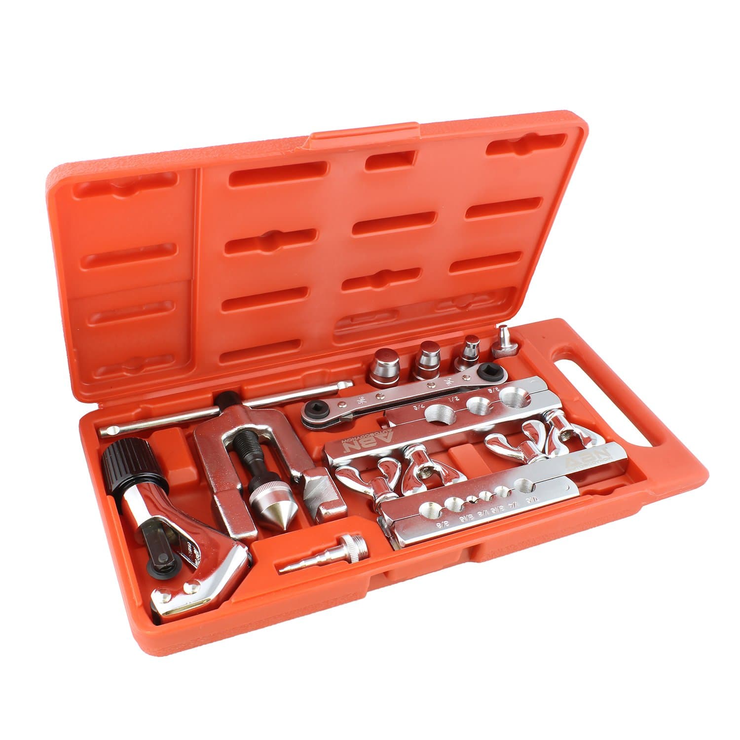 ABN Flaring Tool Set – 10 Piece Flaring and Swaging Tool Kit with Tube Cutter, Brake Line Swage and Tube Flare Kit