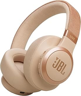 JBL LIVE 770NC - Wireless Over-Ear Headphones with True Adaptive Noise Cancelling with Smart Ambient, Up to 65 hours of battery life, Comfort-fit fabric headband & carrying pouch (Sandstone)