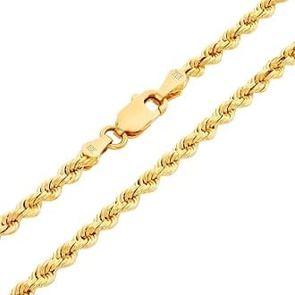 18k Real Yellow Gold 3mm Rope Chain Diamond Cut Necklace (16"-26") Italian Jewelry for Men & Women