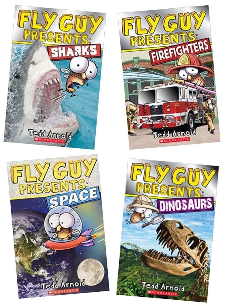 Fly Guy Presents 4 Book Set: Fly Guy Presents Dinosaurs, Fly Guy Presents Space, Fly Guy Presents Sharks, Fly Guy Presents Firefighters