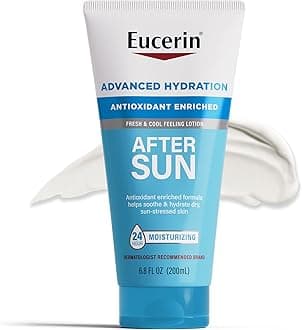 Eucerin Advanced Hydration After Sun Lotion for Face and Body, Enriched with Antioxidants, 24-Hour Hydration for Dry, Sun-Stressed Skin, 6.8 Fl Oz Tube