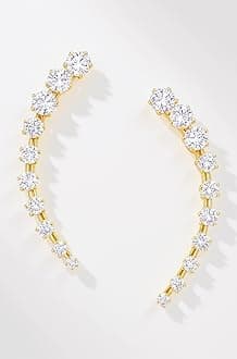 Accessher Gold Plated Contemporary American Diamond Embellished Delicate Light Weighted Ear Cuffs with Clip on Closure for Women and Girls (Pack of 1)