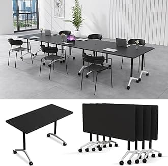 6-8 Person Conference Table Folding Conference Table for Office、Training, Seminar,Schools Modern Wood Conference Meeting Room Table Large Rectangular Conference Room Tables (4, Black-2, 47in)