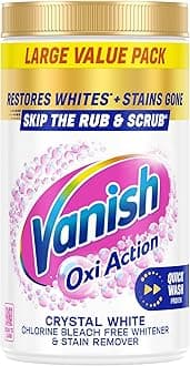 – Crystal White Stain Remover Powder, 1.41kg, Oxi Action for Quick Wash, Restores Whites & Removes Tough Stains, Without Pre-treating