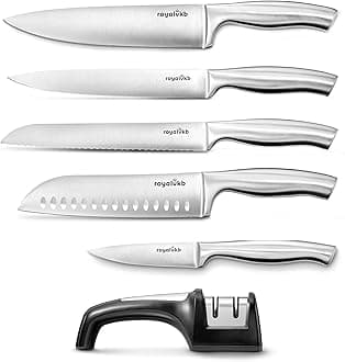 Royal VKB Stainless Steel 5 Piece Kitchen Knife Set with 2 Stage Sharpener