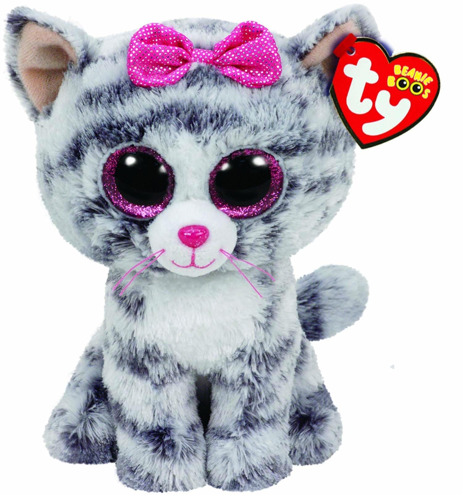 Ty Kiki Grey Cat Plush, Gray
