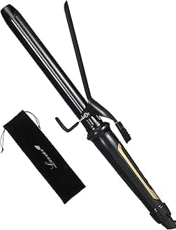 Lanvier 1 Inch Extra Long Hair Curling Iron with Ceramic Tourmaline Barrel, Professional Hair Curler up to 450°F with Dual Voltage for Worldwild Use, Hair Waving Style Tool for Girls&Women–Black