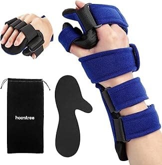 Stroke Resting Hand Splint Right&Left Resting Hand Splint with Finger Separator Functional Night Immobilizer Wrist Finger Brace for Carpel Tunnel Pain,Sprain Fracture,Tendonitis (Right,Blue)