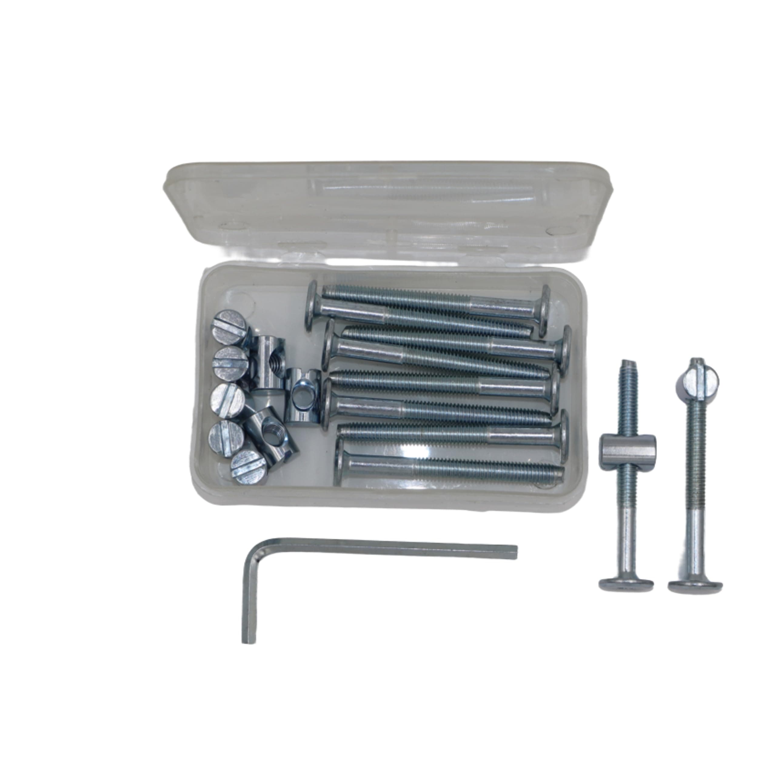 Furniture Cot Bed Bolt Allen Head with Barrel Nut 6mm M6 x 60mm ZP (Pack of 10)