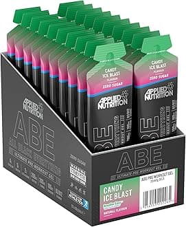 Applied Nutrition ABE Pre Workout Gel - All Black Everything Pre Workout Gel, Energy & Physical Performance with Citrulline, Creatine, Beta Alanine (20 x 60ml Gels) (Candy Ice Blast)