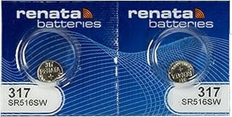 Renata 317 SR516SW Batteries - 1.55V Silver Oxide 317 Watch Battery (2 Count)