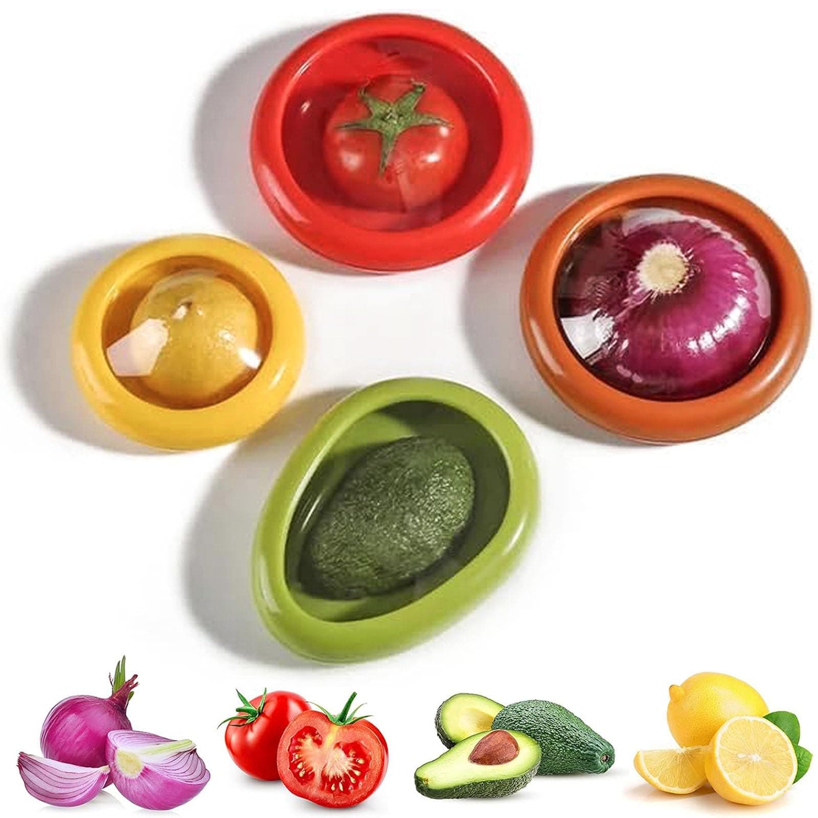 CocCCoon 4-Piece Silicone Fruit & Vegetable Storage Box Set (4 Colors, 10 cm L) - Ideal for Garlic, Onions, Lemons, Potatoes