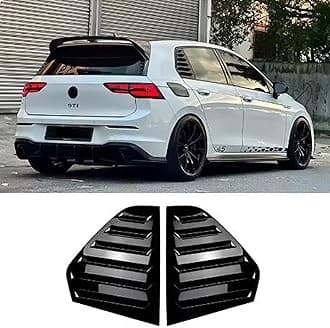 Heart Horse 2pcs for V-W Volk/swagen Golf8 Golf MK8 GTI R 2020+ Accessories Sporty Car Auto Exterior Rear Side Window Louvers Air Vent Scoop Shades Cover Trim Blinds -Glossy Black