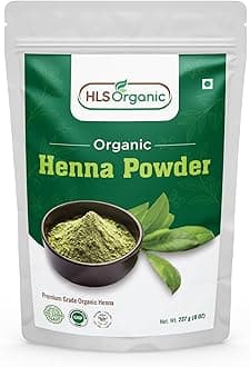 HLS Henna Powder (Lawsonia Inermis) for Natural Orange-Red Hair Color | Certified Organic | 227 Gms / 0.5 LB/ 8 Oz, No Chemicals or Additives, For Hair