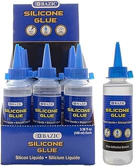 BAZIC Silicone Glue 3.38 Oz. (100 mL), Waterproof Crack Resistant, Quick Repair for Glass Window Plastic Kitchen, 12-Pack