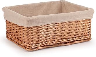 Woodluv Willow Wicker Storage Basket for Shelves, Gift Hamper Basket, Multi-purpose Decorative Organiser Baskets, Large - Natural