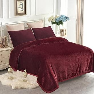 JYK Fleece Plush Blanket - 4.5 LB, 1 Ply Korean Mink, King 85" x 95" - Super Soft, Warm & Cozy, Burgundy