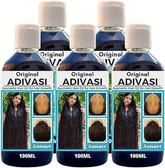 Nilgiri Adivasi Herbal Hair Oil - Pure Ayurvedic Herbs | Hair oil for hair growth | with Almond, Castor, Olive, Coconut & Jojoba Oil | Hair Oil for Dry Damaged Hair & Growth (Pack Of 5)