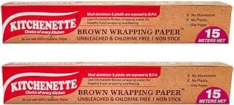 Kitchenette Brown Food Wrapping and Baking Paper (Unbleached and Chlorine Free) - 15 m- Pack of 2, Regular (KITCHENETTE_T_02)