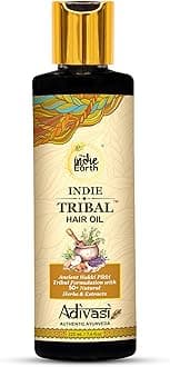 The Indie Earth Indie Tribal Adivasi Hair Oil Based on Hakki Pikki Tribe’s Hair Care Formula with 50+ potent ingredients including Moringa, Bhringraj, Hibiscus, Heena, Blackseed & Rosemary Oil