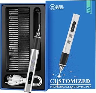Kaibced Engraving Pen, Ultimate Cordless Engraving Pen for Artists & DIYers - Engrave 60+ Surfaces - Beginner Friendly - Rechargeable - Free 30 Bits & Mastery Guide (Blue)