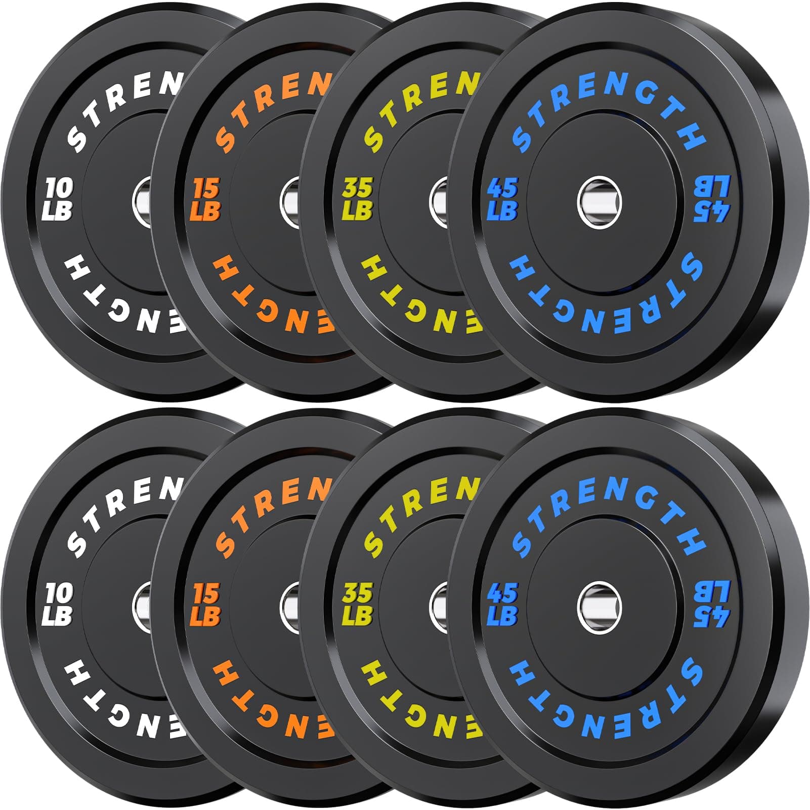 Olympic Bumper Plates Set - Virgin Rubber Weights for Strength Training 210LB-Set