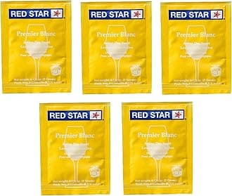 RS-PB-5 Red Star Premier Blanc Wine Yeast - Pack of 5 - with Freshness Guarantee, Yellow