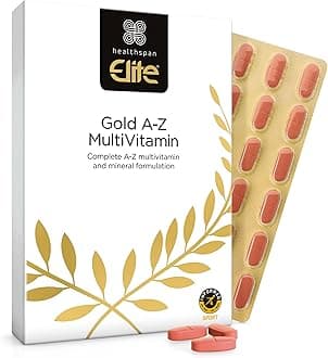 – Healthspan Elite Gold A-Z Multivitamin (4 Months’ Supply) | 27 Essential nutrients with Vitamin B Complex with Iron, Selenium & Zinc | All Blacks Official Partner | Informed Sport Accredited | Vegan