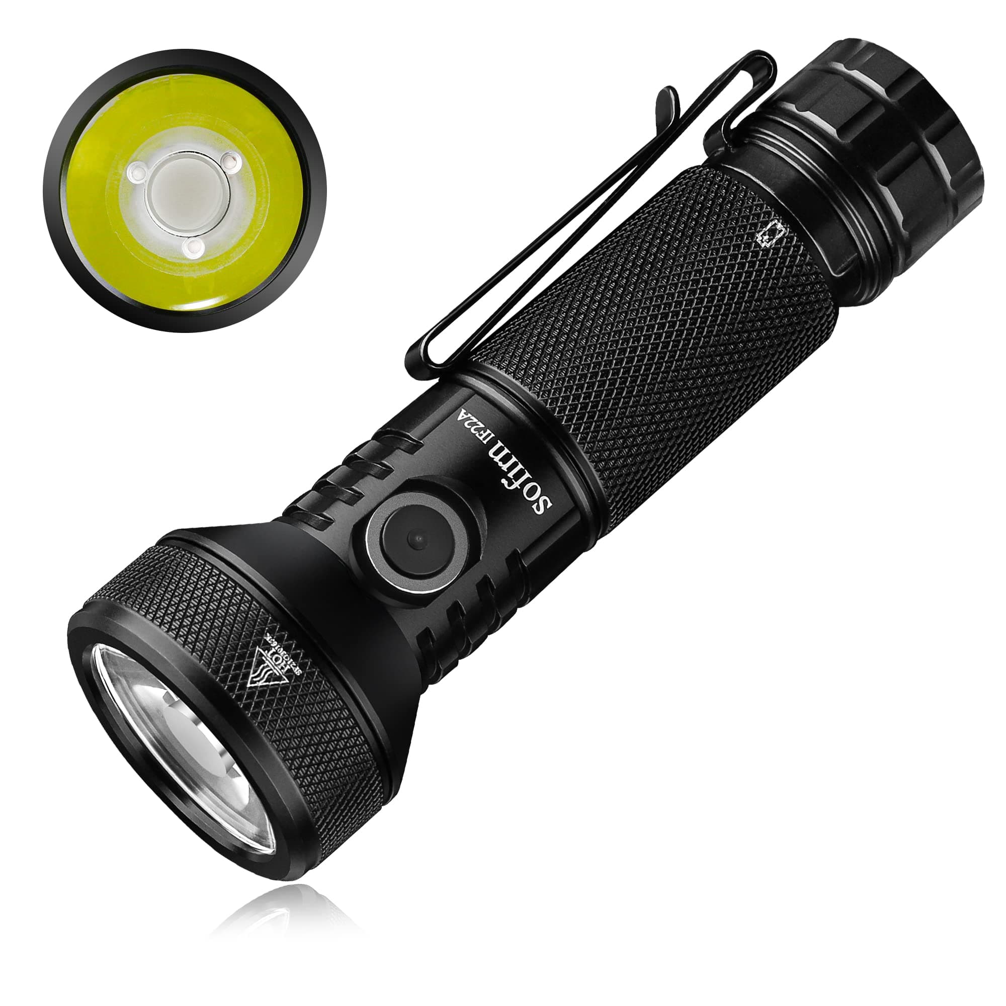 Sofirn Rechargeable Flashlight IF22A 2100 High Lumen 690m Max Powerful Throw Flashlight SFT-40 LED TIR Lens Hiking Discharge Output (Black)