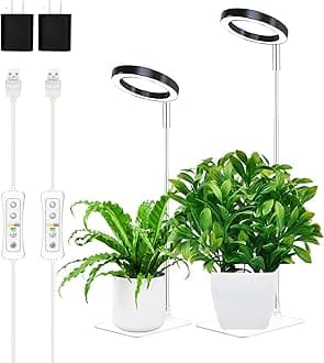 yadoker Plant Grow Light, LED Growing Light Full Spectrum for Indoor Plants,Height Adjustable, Automatic Timer, 5V Low Safe Voltage,Idea for Small Plant Ligh Sunflower Yellow YD-9YELLOW-8-1P