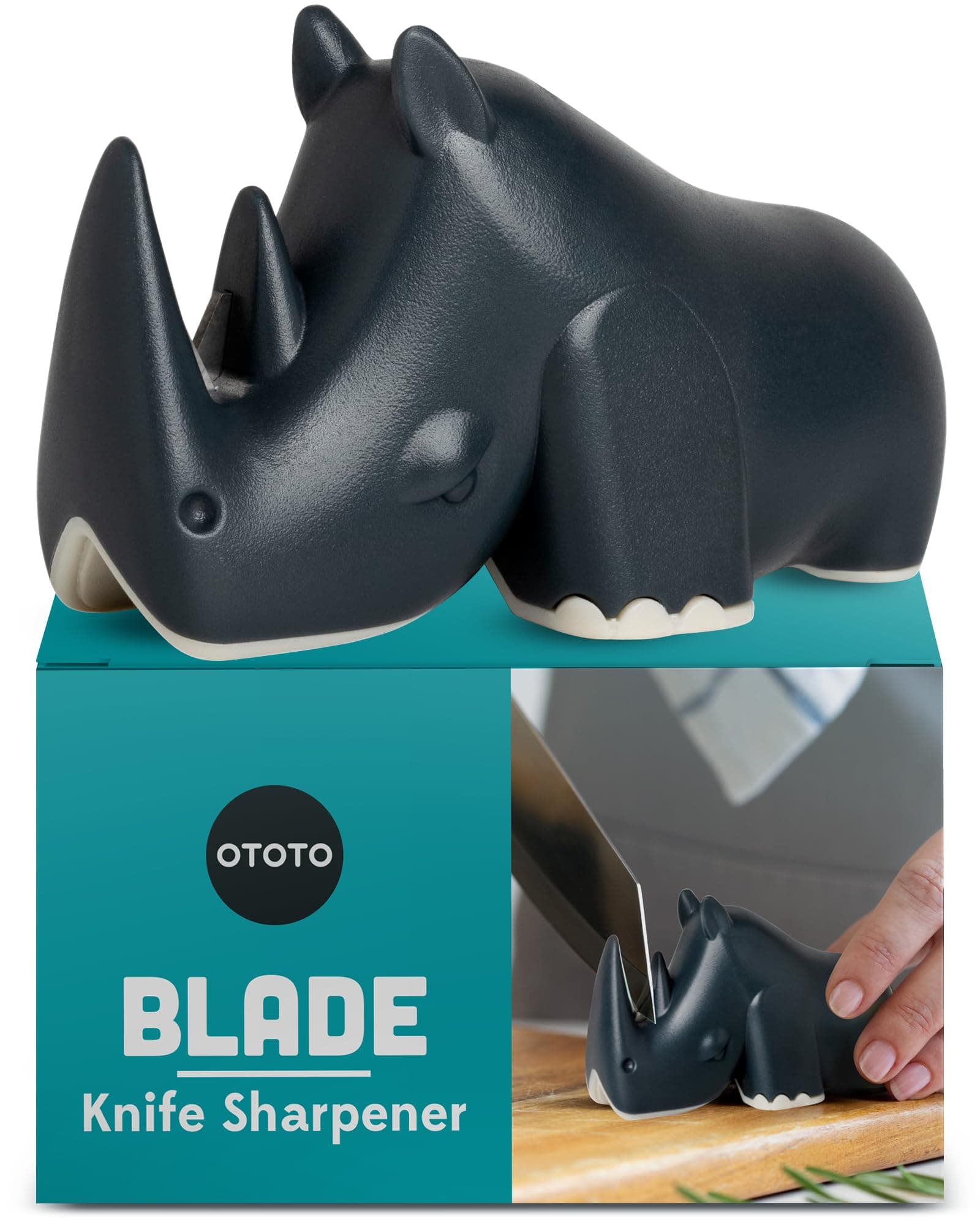 OTOTO Blade Knife Sharpener - Keep Knife Sharper with the Best Knife Sharpener - Fun Kitchen Gadgets BPA-free & Dishwasher-Safe Kitchen Knife Sharpener - Compact