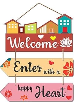 Artvibes Welcome Home Quote Decorative MDF Wooden Wall Hanger for Living Room | Quotes Decor | Graphic Art For Hall | Hanging Graffiti | Paintings | Sceneries | Printed Decore | Hand Crafted (WH_5805N