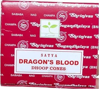 Satya Dragons Blood Incense Cone x1 pack, used for Aromatherapy, Spa, Yoga, Weddings, Reiki, Meditation, Healing by SAMASIA