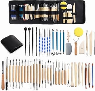 Clay Tools 52PCS Pottery Tools Clay Sculpting Tools Polymer Clay Tools Kit Ceramic Tools for DIY Handcraft Modeling Clay Carving Tools Set